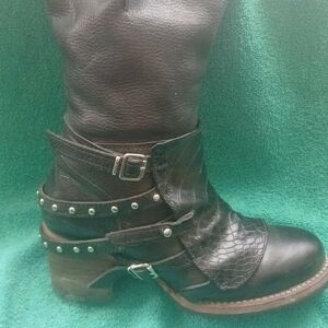 Freebird Black Leather Combat Boots